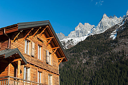 木质,木房子,法国阿尔卑斯山,隆河阿尔卑斯山省,法国