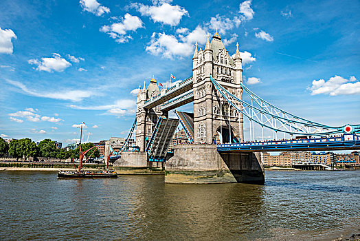 船,塔桥,通道,泰晤士河,南华克,伦敦,英格兰,英国