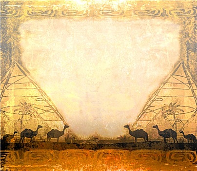 骆驼,房车,非洲野地,抽象,低劣,框