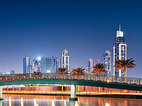 高层建筑,哈利法,湖,迪拜,阿联酋,亚洲