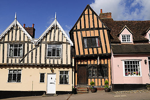 英格兰,拉文纳姆,弯曲,房子,画廊,半木结构,中世纪,建筑,建造