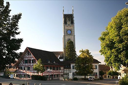 教堂,大,木结构,房子,中心,苏黎世,瑞士