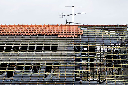 屋顶,毁坏,房子,北莱茵威斯特伐利亚,德国,欧洲