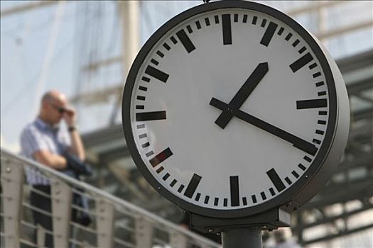 大,钟表,等待,男性,人,汉堡港,汉堡市,德国