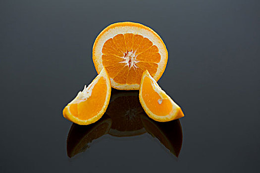 特写,橘子,灰色背景
