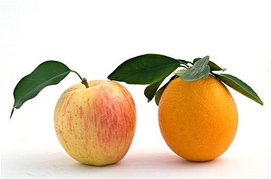 苹果,橙色,隔绝,白色背景,背景