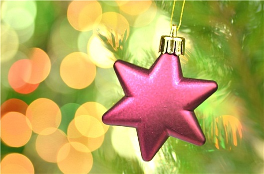 圣诞装饰,粉色,圣诞节,星,球,悬挂,云杉,细枝,背景