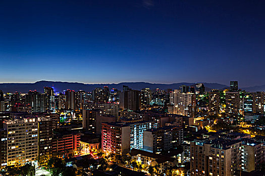 智利,圣地亚哥,城市风光,黄昏