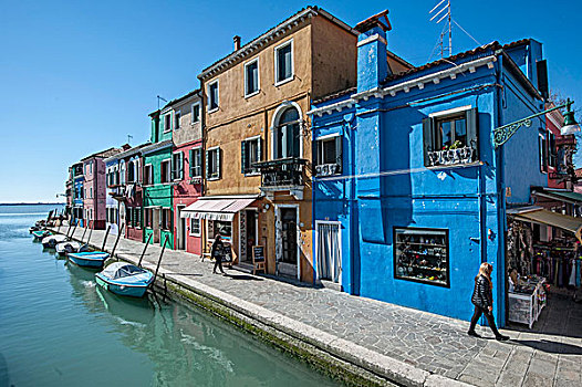 彩色,房子,运河,布拉诺岛,威尼斯,威尼托,意大利,欧洲
