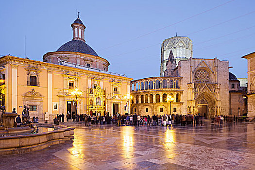 广场,大教堂,瓦伦西亚,西班牙,欧洲