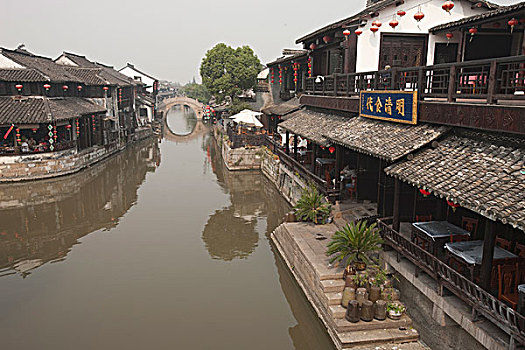 餐馆,运河,老城,西塘,浙江,中国