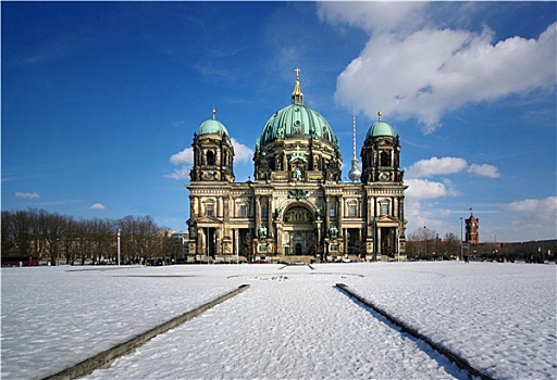 柏林大教堂,冬天,雪