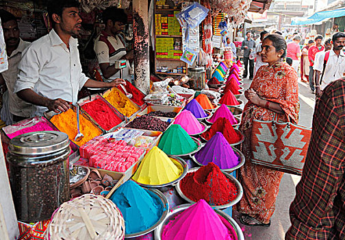 颜料,市场,迈索尔,印度南部,印度,南亚,亚洲