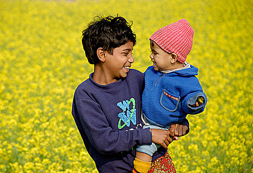 微笑,乡村,孩子,芥末,地点,孟加拉,一月,2008年