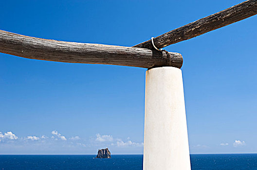 藤架,石头,背景,埃奥利群岛,西西里,意大利