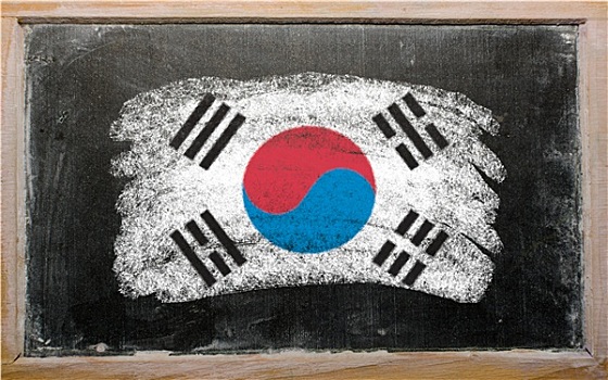 旗帜,韩国,黑板,涂绘,粉笔