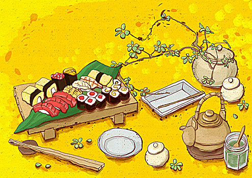 展示,日本传统,食物