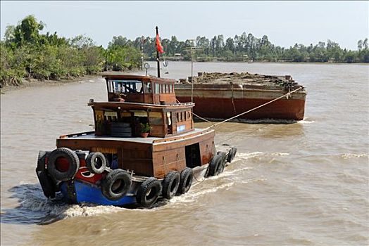 船,湄公河,越南