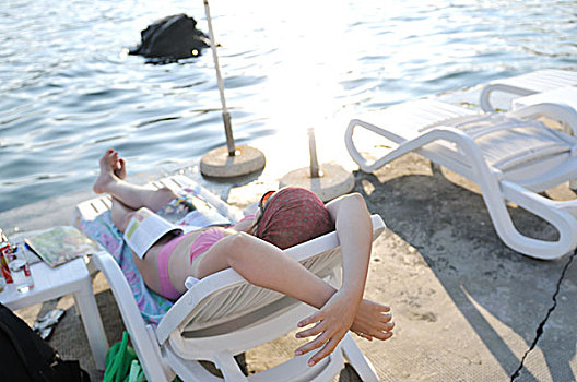 游客,放松,开心,杜布罗夫尼克,海洋,暑假