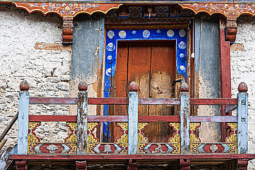 老,木门,佛教,寺院,不丹