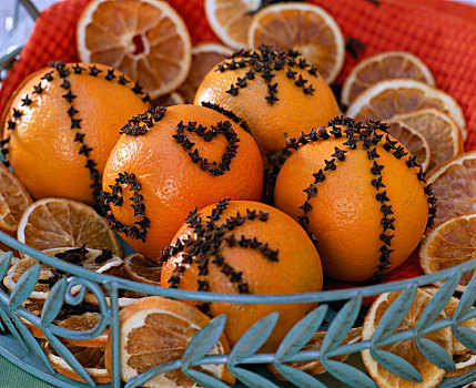 柑橘,橘子,撒胡椒,丁香,金属,托盘