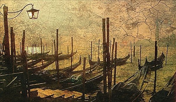 小船,靠近,码头,威尼斯,意大利