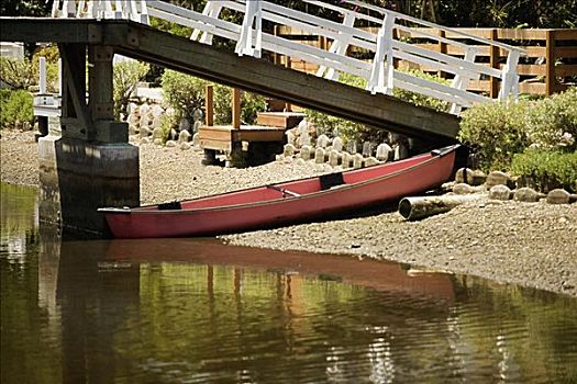 划桨船,桥,上方,运河