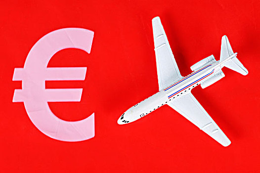 微型,飞机,欧元,标识,便宜,航线