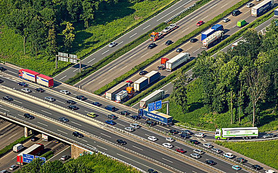 塞车,高速公路,杜伊斯堡,鲁尔区,北莱茵威斯特伐利亚,德国