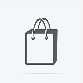 简单,购物袋,象征,插画,灰色,线条,象形图,纸袋,影子,矢量,购物,服务,标识,网页,设计