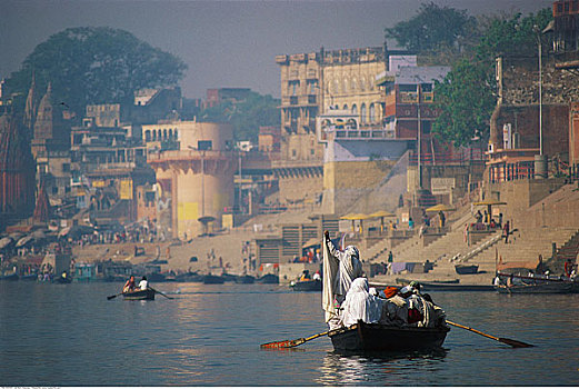船,恒河,河,瓦腊纳西,北方邦,印度