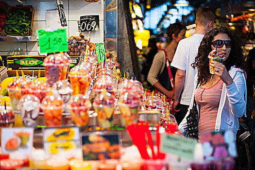 波盖利亚市场巴塞罗那水果市场海鲜市场mercatdelaboqueria