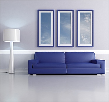 蓝色,沙发,现代生活,房间
