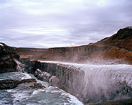 瀑布,冰冻,雾气,水,黄金瀑布,冰岛,2009年