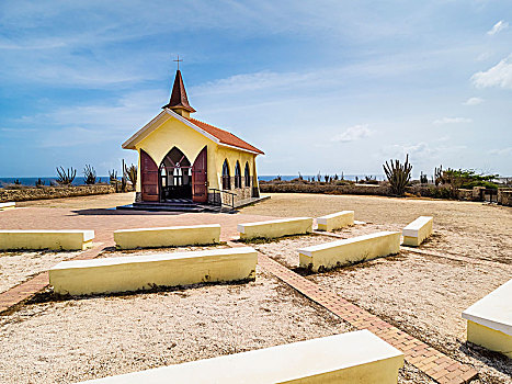 远景,小教堂,圣所,阿鲁巴,小安的列斯群岛,加勒比,北美