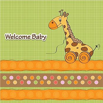 婴儿,礼物,卡,可爱,长颈鹿