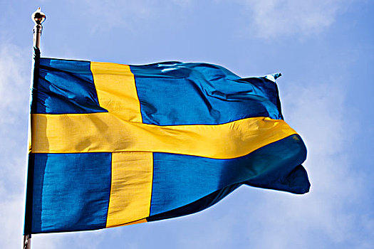 瑞典,旗帜,蓝天