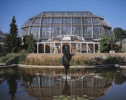 大,玻璃,房子,水塘,植物园,柏林,德国,欧洲