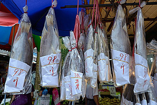 干燥,鱼肉,市场,九龙,香港,中国,亚洲