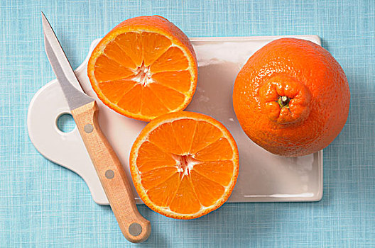 切,橘子,一半