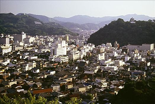俯拍,城市,四国,日本