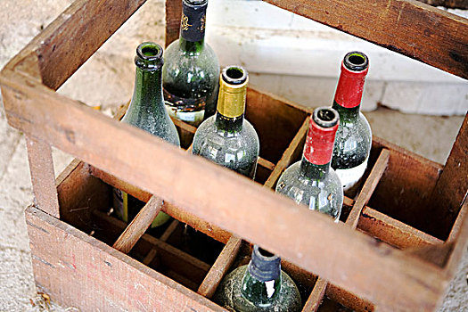 板条箱,空,葡萄酒瓶