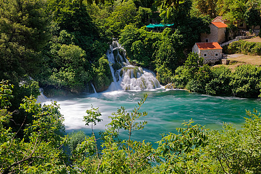 瀑布,国家公园,卡尔卡,达尔马提亚,克罗地亚,欧洲