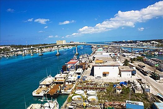 俯拍,货物集装箱,商业码头,拿骚,巴哈马