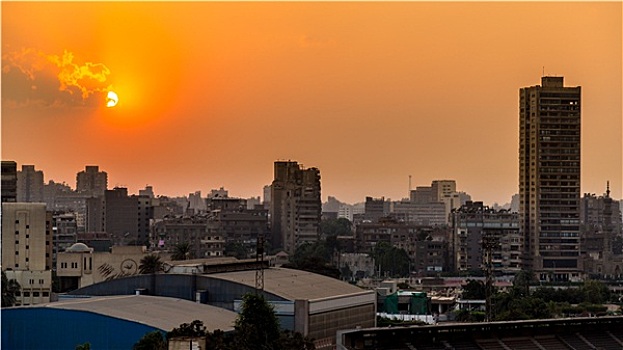 日落,俯视,开罗