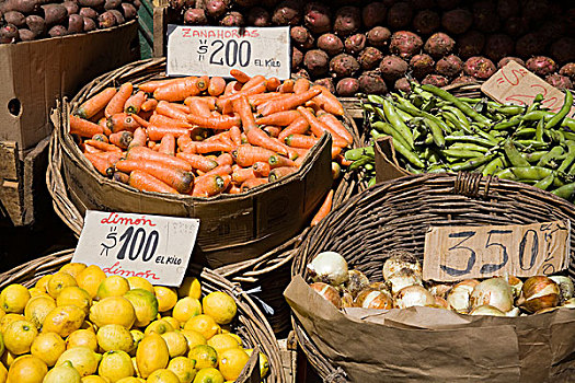蔬菜,市场货摊,市场,瓦尔帕莱索,智利