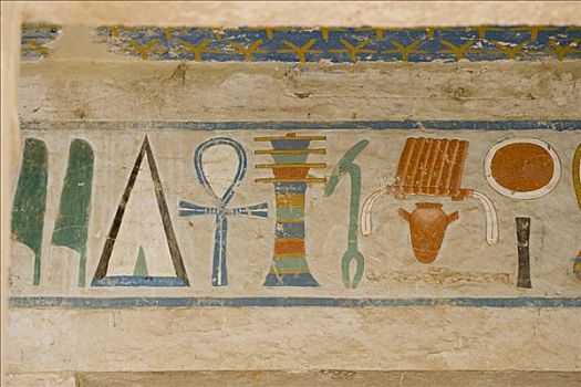 象形文字,小教堂,阿努比斯,哈采普苏特陵庙,约旦河西岸,路克索神庙,尼罗河流域,埃及,非洲