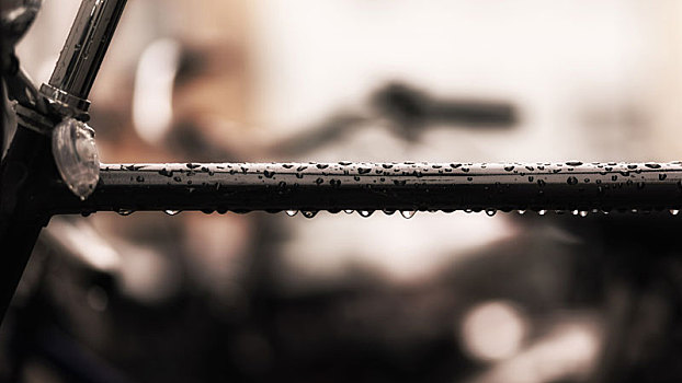 自行车,杆,雨滴
