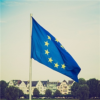 复古,看,旗帜,欧洲