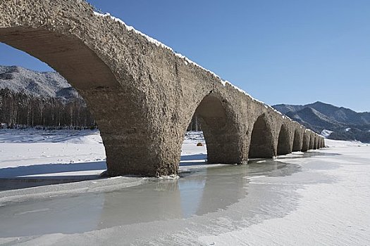 桥,冬天